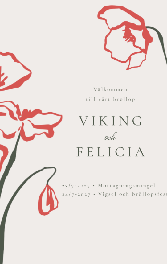 Vårt inbjudningskort med vallmor